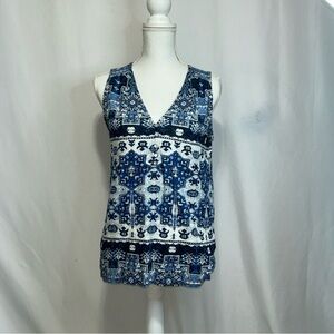Lucky Brand‎ Graphic Blue and White Sleeveless Tank
